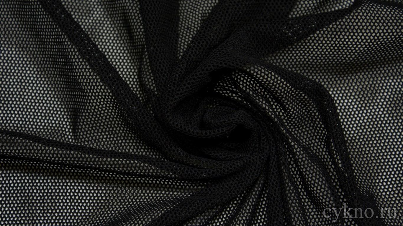 Ткань Сетка-стрейч черная с мелкой ячейкой